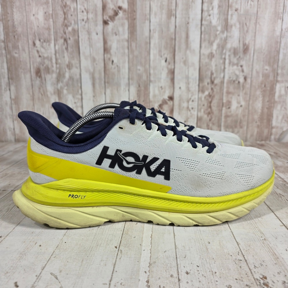 Hoka One One Mach 4 Mens Running Shoes Size 11 Blue Flower Citrus 1113528-BFCT